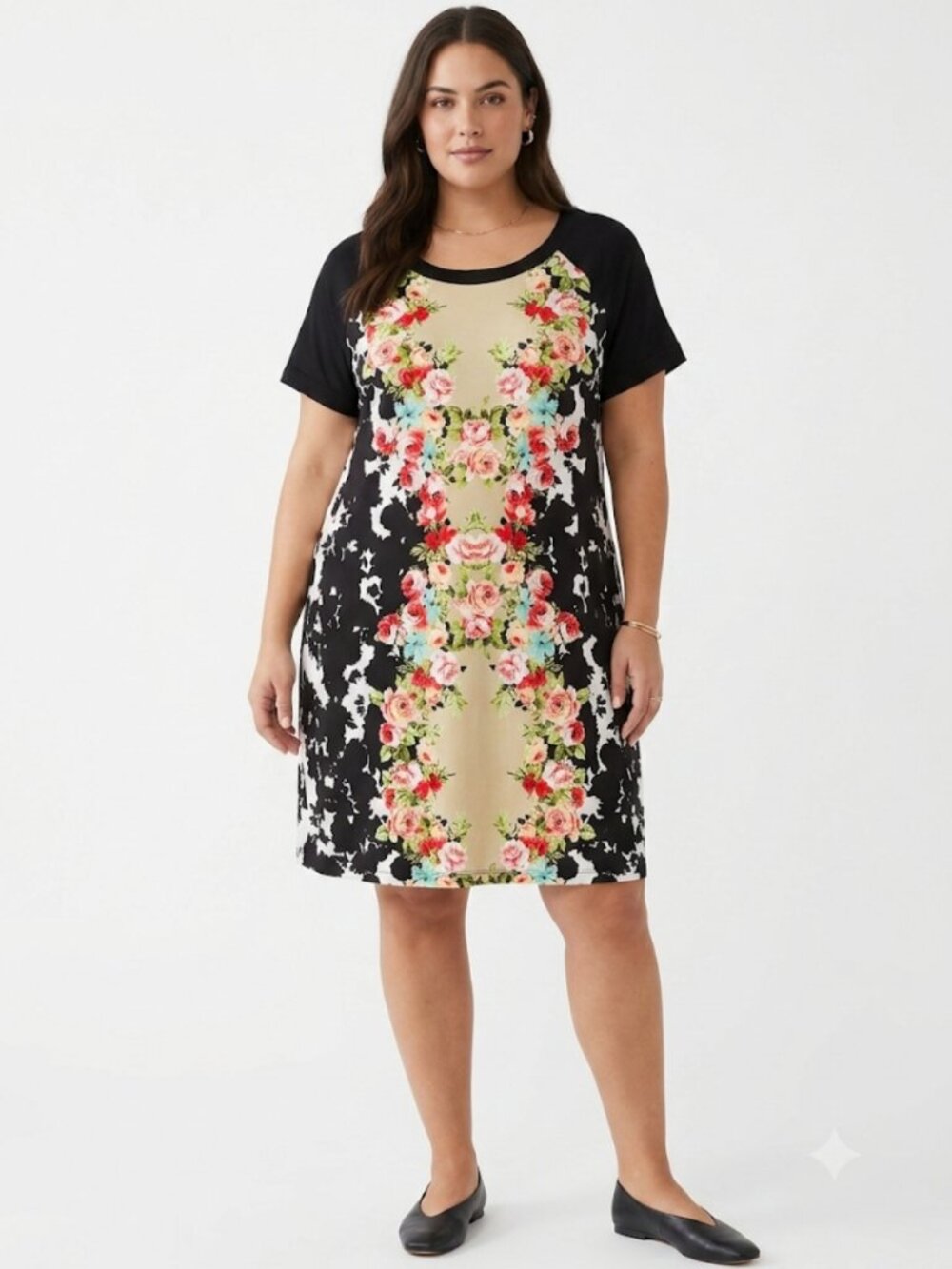 Tianna B Dress Black Multicolor Floral Shift Office 20W